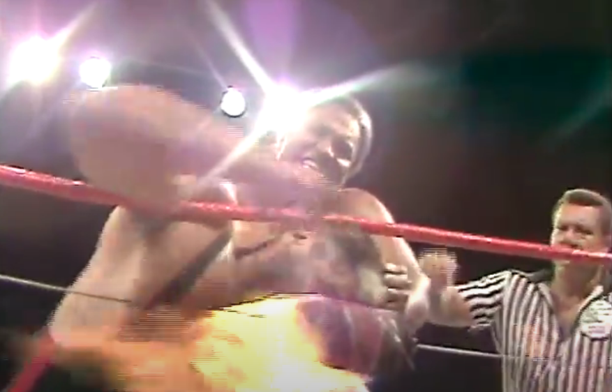 Carlos Colon attempts to burn Hercules Ayala.